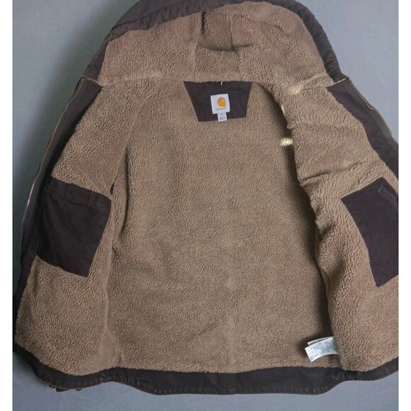Carhartt Sierra Jacket Sherpa Lined J141 DKB Dark Brown Hood Men’s XL - Picture 6 of 16